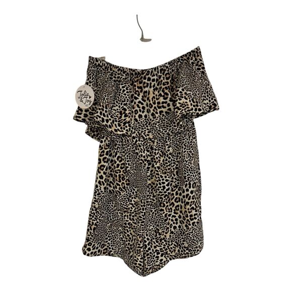 Jolie & Joy Women’s size S Leopard Animal Print Strapless Ruffles Romper NWT - Picture 3 of 7